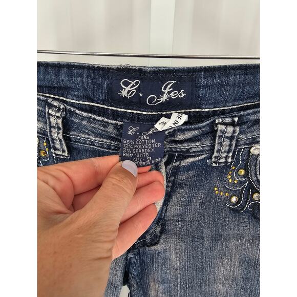 C. Ies Jeans Women's Low Rise Blue Button Closer Design Pockets Jeans Size 9 - Picture 4 of 6